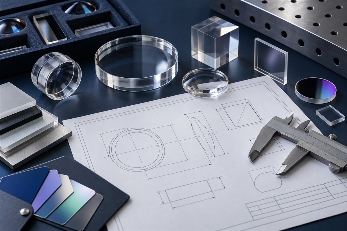 Custom optical components with drawing and RFQ inputs